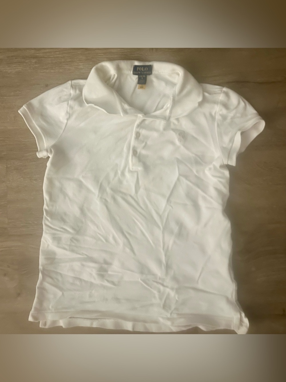 Polo Ralph Lauren Girls White Stretch Mesh Polo Shirt Size L 12-14
